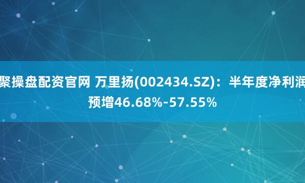 聚操盘配资官网 万里扬(002434.SZ):半年度净利润预增46.68%-57.55%